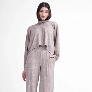 Knit Oversized Cropped Turtleneck Blouse